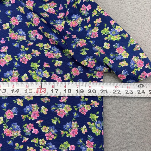 RLX Ralph Lauren Polo Shirt Mens Medium Blue Floral Golf Stretch Performance - Picture 8 of 12